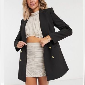 Sharp shoulder military button longline blazer